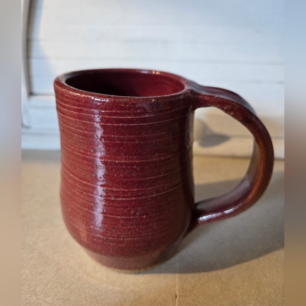 Handmade Red Swirled Speckled Stoneware Mug 8 Ounces